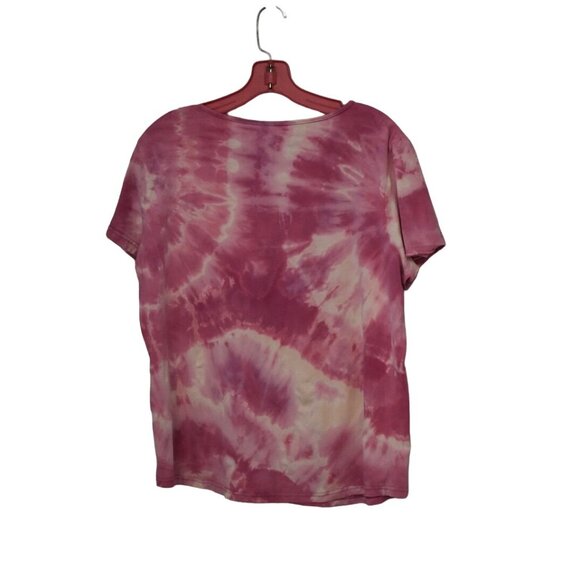 Women's Faded Glory Hot Pink Custom Bleach Dye T-shirt Size XL - Picture 2 of 4